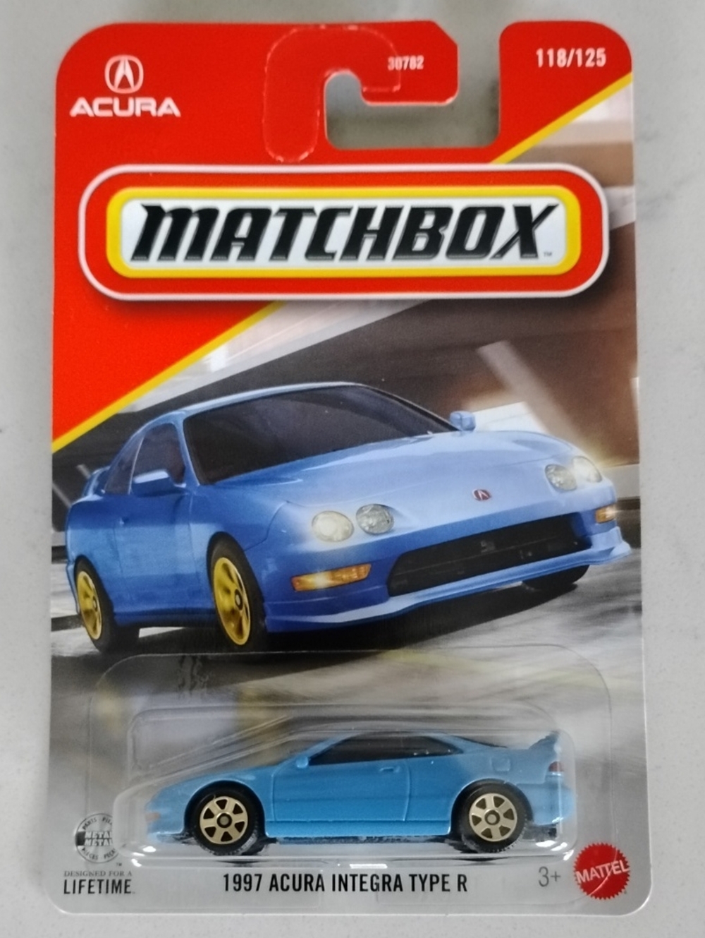 Mattel Matchbox Blue Acura Integra Type R with Gold Wheels
